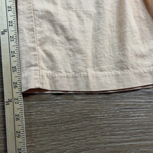Abercrombie & Fitch Womens S Short Linen Blend Wide Leg Pants Peach High Rise - Image 13