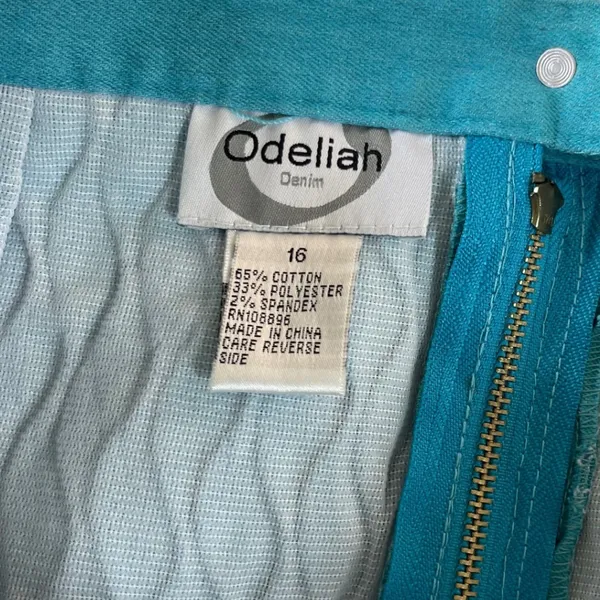 Odeliah Denim Teal Blue Smocked Studded Skirt & Jacket Set Size 16 Vintage Style - Image 6