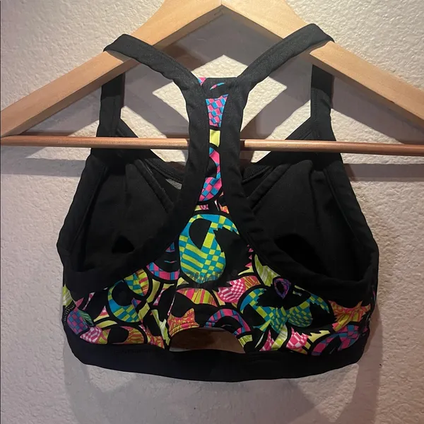 Zumba Women’s Zmoji Mesh Insert Sports Bra Colorful Workout Aerobics Small - Image 5
