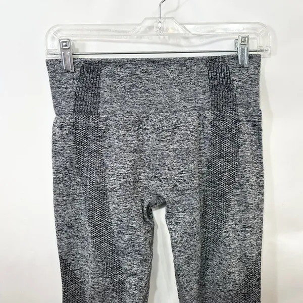 Seamless Workout‎ Set Gray Activewear Long Sleeve Crop Top Leggings TikTok 779 - Image 5