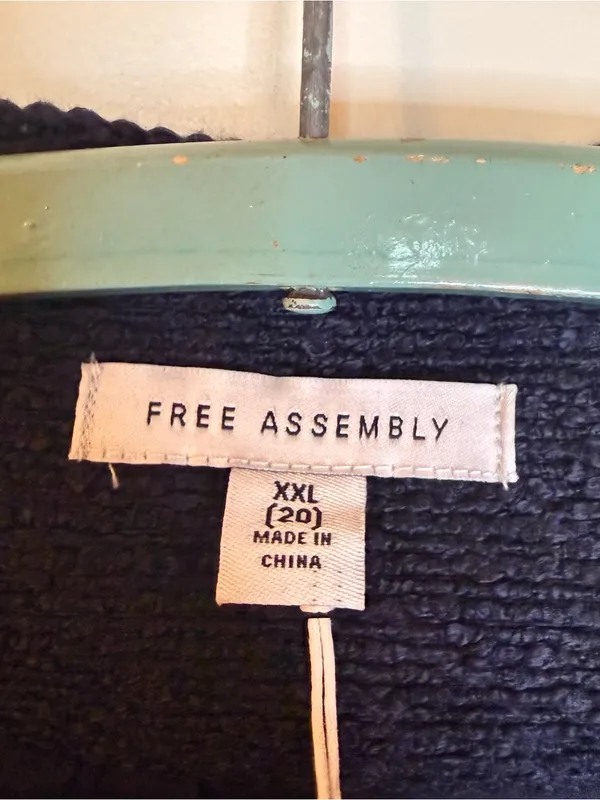 Free Assembly Nubby Collarless Crew Neck Jacket Size XL (16-18) Navy Blue - Image 5