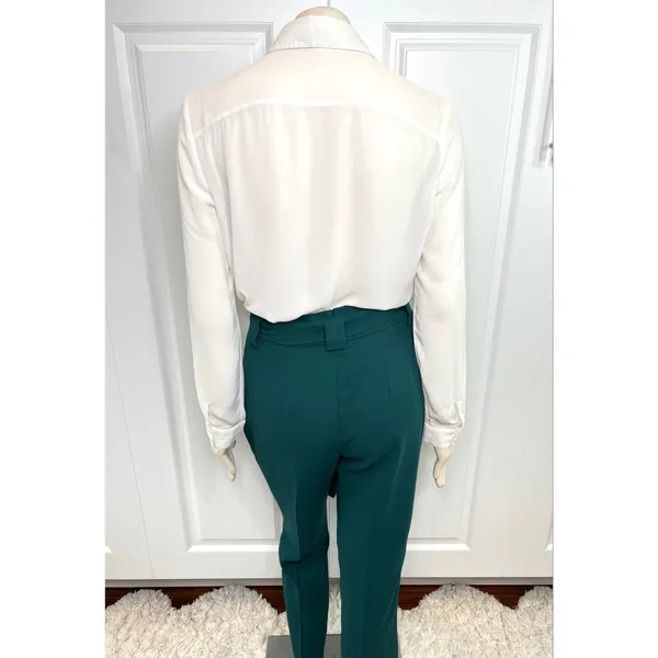 White Jewel Collar Long Sleeve Button Down Blouse - Image 10