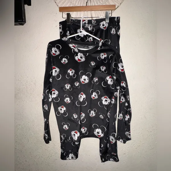 Disney Black Mickey Mouse Pajama Set with White and Red Accents for women - Image 4
