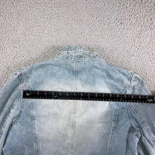 Vtg Focus 2000 Denim Blazer‎ Women M Light Wash 2 Button 4 Pocket Utility Jacket - Image 12