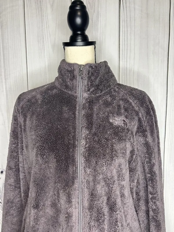 The North Face Jacket Women Sz M Purple Fleece Full Zip Osito Fuzzy Pile Logo - Image 2