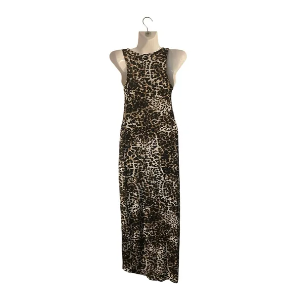 H&M Leopard Print Sleeveless Tank Maxi Dress SZ XS Bodycon Slip dress 90s Casual - Image 2