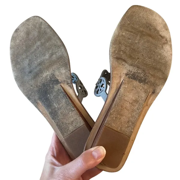 Tory Burch Mini Miller Thong Sandals 7 Blue Tiny Medallion‎ Logo - Image 5