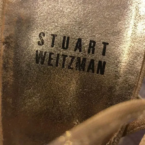 Stuart Weitzman Gold Strap Slingback Formal Heels Size 9 - Image 3