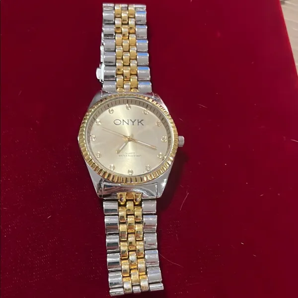Gold and Silver ONYK Large Watch with Crystal Numbers - Image 3
