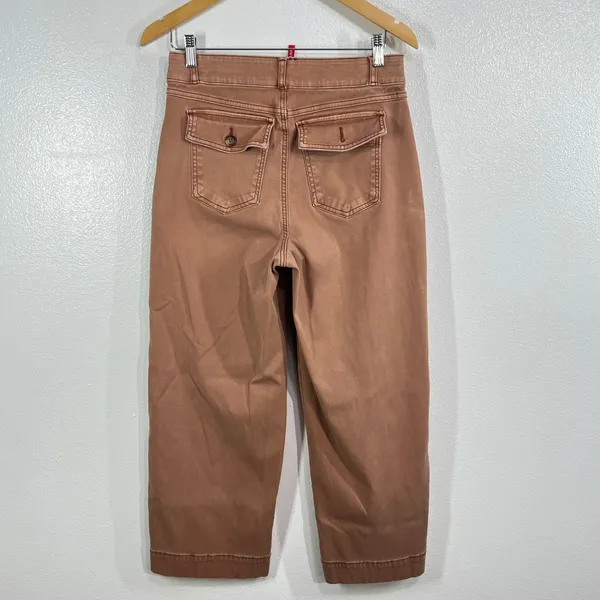Spanx Stretch‎ Twill Cropped Wide Leg Pant Bronze Glow Orange Large High Rise - Image 3