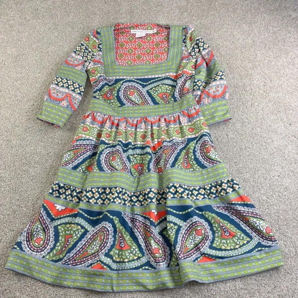 Gretchen Scott Paisley Park Dress XS‎ Square Neck Boho Midi Resort Preppy Artsy - Image 5
