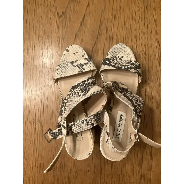Steve Madden Sarena Snake Print Strappy Open Toe Block Heel Ankle Strap 7 - Image 6