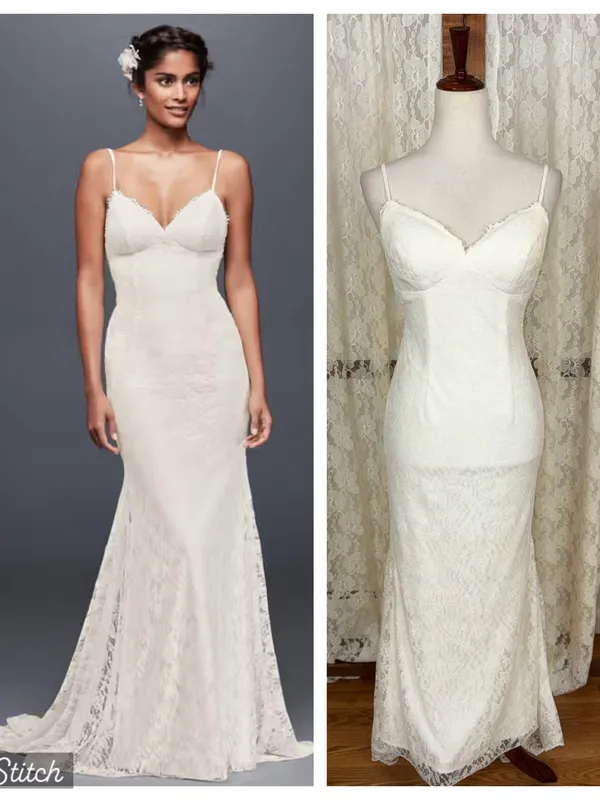 Beautiful Galina Lace Slip Wedding Gown - Image 2
