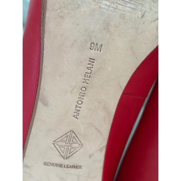 Antonio Melani‎ Red Leather Peep Toe Pumps Stiletto Heels Womens 9M - Image 8