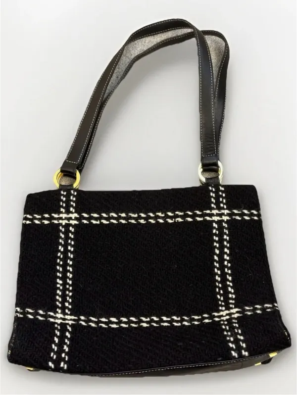 kate spade Vintage Y2K Made in Italy Black and White Plaid Wool Tweed Bag. - Image 2