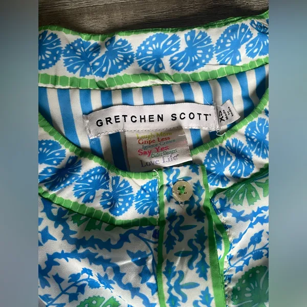 Gretchen Scott Designs Blue and Green Long Sleeve Dress - Image 10