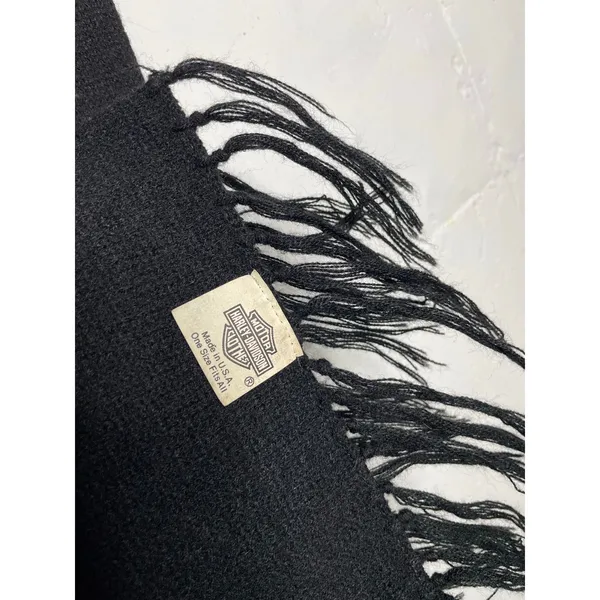 Vintage Harley- Davidson Acrylic Scarf Black Orange made in USA - Image 6