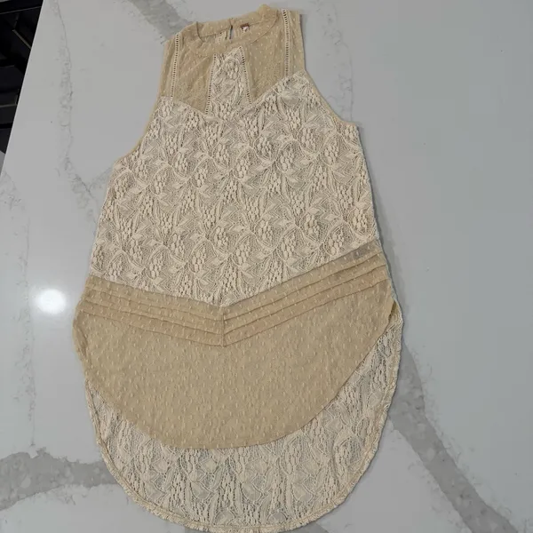 Free People Modern Lace Mesh Maisie Tunic Sleeveless Top Women’s Medium Cream - Image 2