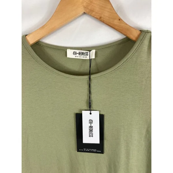 NWT 4TH & RECKLESS Gabriella Shoulder Pad Sleeveless T-shirt Dress In Sage Small - Image 3