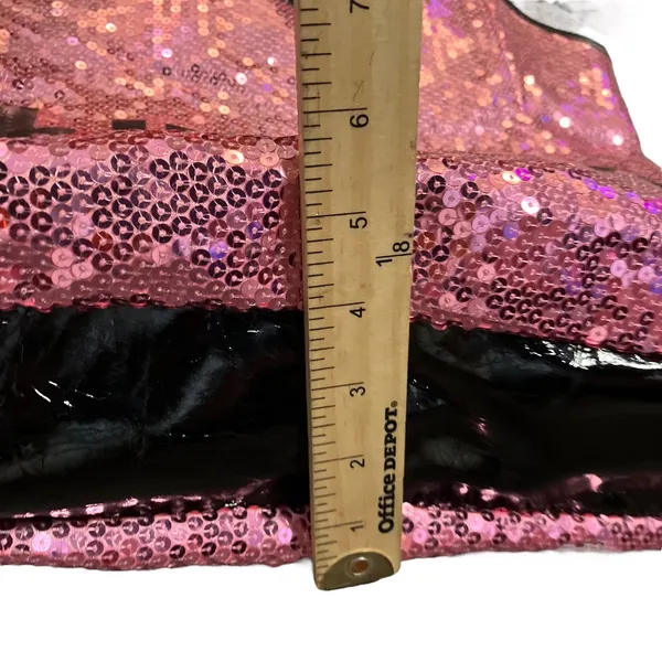 Kitson Los Angeles Pink Sequin Black Trim Tote Bag - Image 9