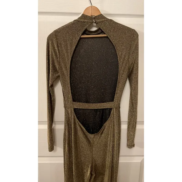 Revolve Superdown Metallic Nissa Open Back Flare Leg Jumpsuit, M - Image 8