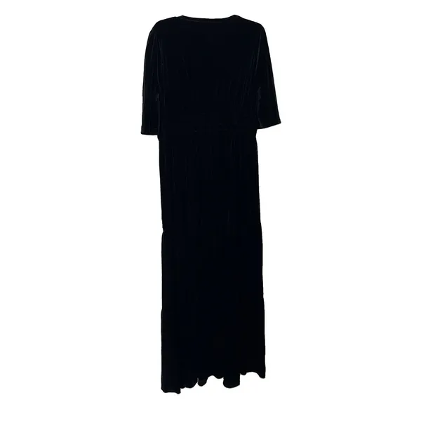 Baltic Born Size 3x Black Artemis Velvet Maxi Dress Tiered V Neck - Image 6