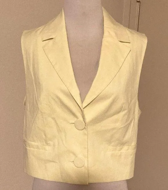 ZARA Blogger Favorite CROPPED WAISTCOAT WITH COVERED BUTTONS VEST YELLOW - Image 7