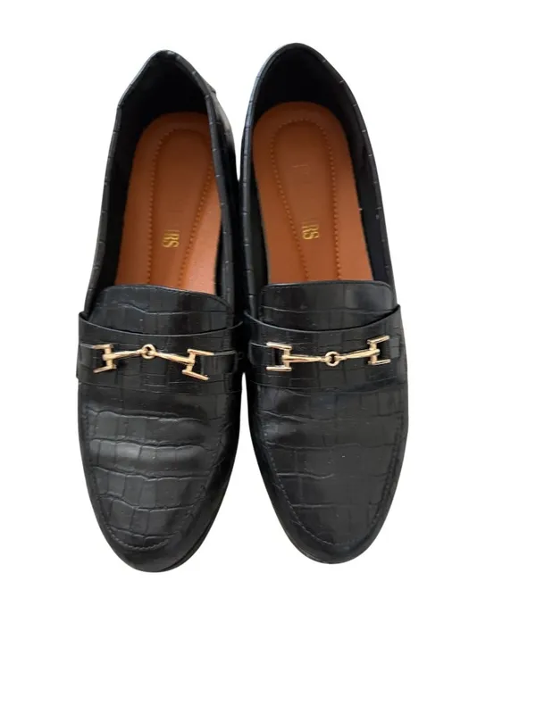 DREAM PAIRS Black Croc Embossed Loafers Flats Size 9 - Image 5