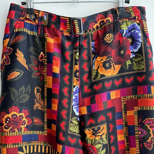 Joie Floral and Sun Graphic Silky Culotte Pants, Multicolored, Size Large - Image 2