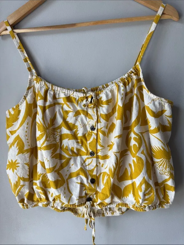 Madewell Linen Blend Meriden Floral Beachy Crop Tank - Image 4
