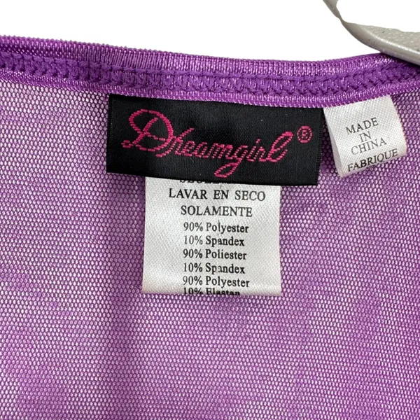 Vintage Dreamgirl Purple Sheer Mesh Wrap Robe Sequin Lace Trim Flutter Sleeve - Image 2