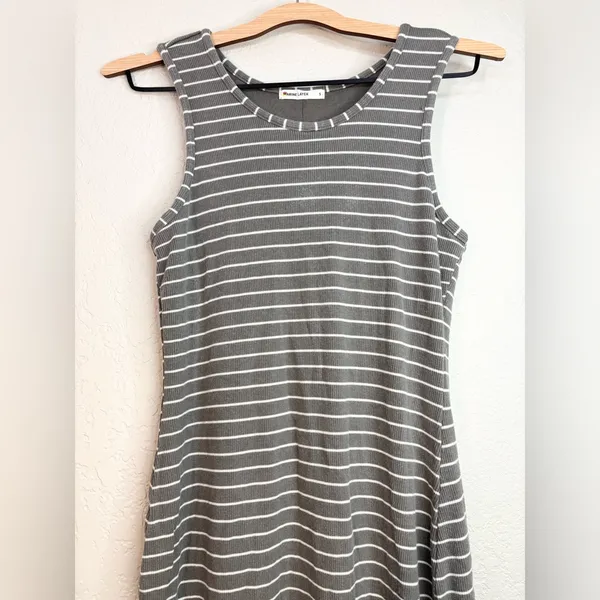 Marine Layer Lexi Rib Daytime Midi Dress Olive Stripe Size S - Image 8