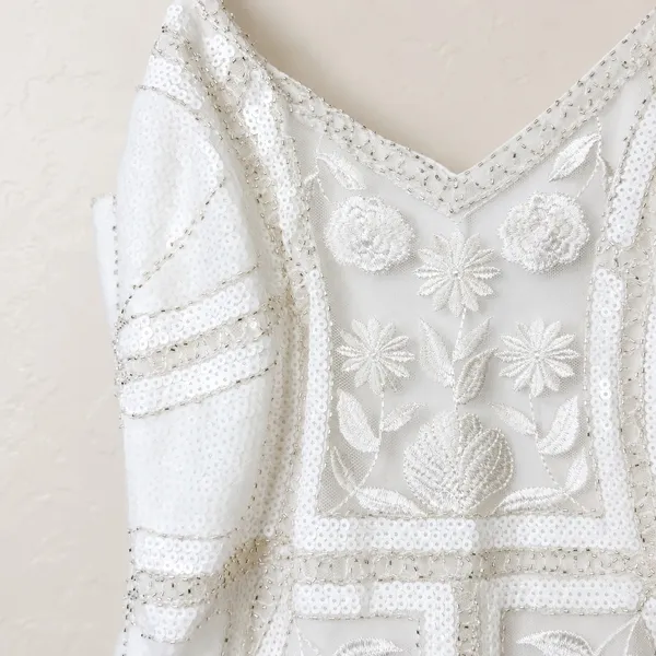 NEW Lulus Alluring Interest White Sequin Embroidered Sleeveless Midi Dress - Image 7