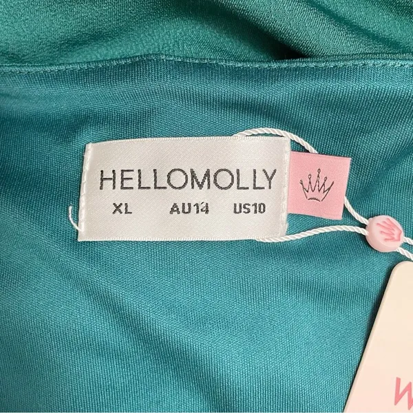 NWT Hello Molly Fashion Standard One-Shoulder Maxi Dress Emerald Green Size 10 - Image 11