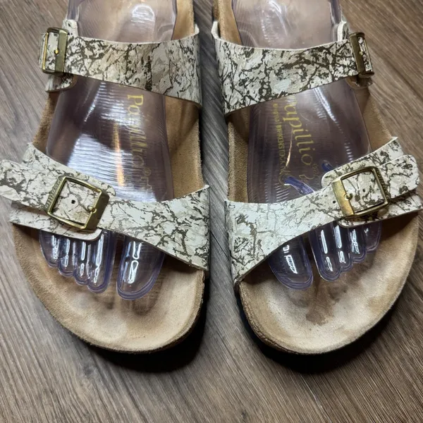 Papillio Women's Sydney Double Strap Sandals Cream Gold Marble Size 42 L11 - Image 3