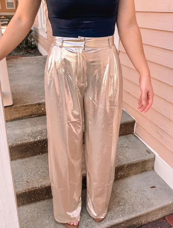 Metallic Gold Pants Size M - Image 4