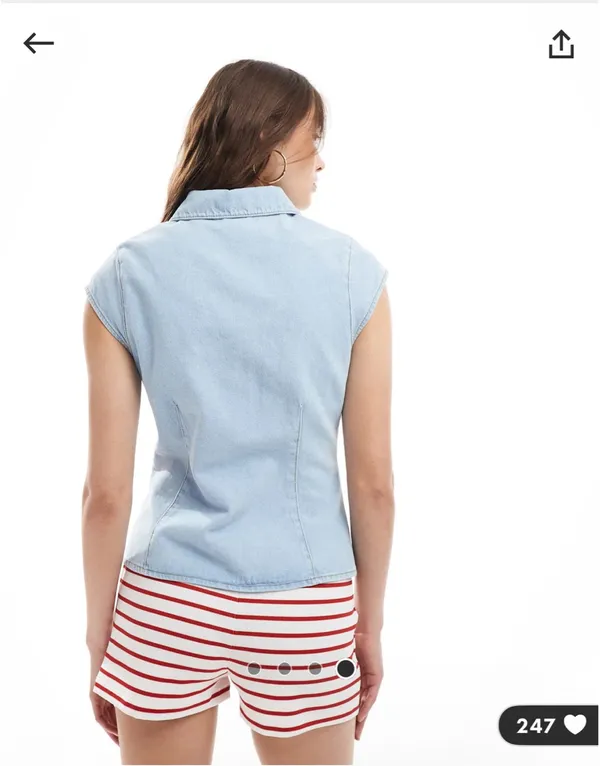 Miss Selfridge Denim Sleeveless Top - Image 3