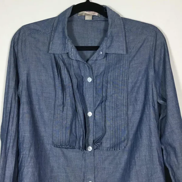 Love 21 Denim 100% Cotton Minimalist Clean Girl Casual Button‎ Down Shirt M - Image 2