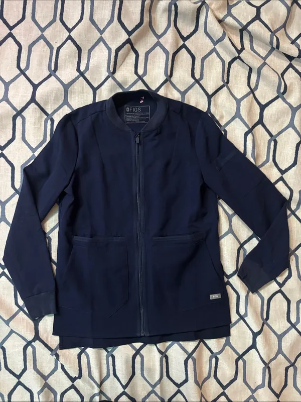 FIGS Bellery Scrub Jacket for Women - Navy classic bomber jacket Size XXS - Image 4