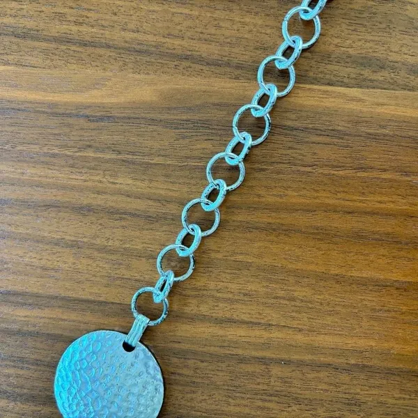 Y2K Vintage Disc Belt Hammered Coin Two Tone Metal Waist Chain Festival Boho - Image 8