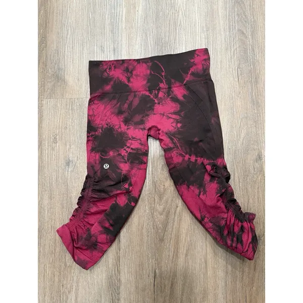 Lululemon In The Flow Crop II‎ Leggings Women's Size 6 Wine Berry Bordeaux Drama - Image 2
