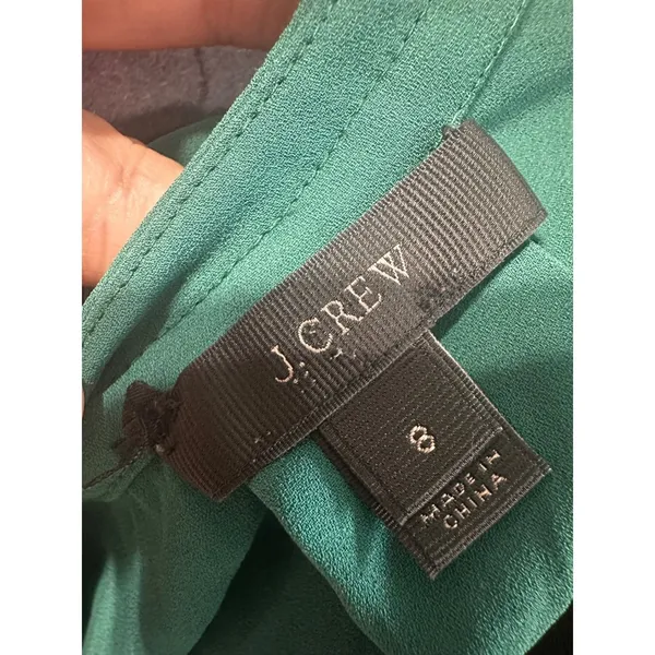 J.Crew‎ Emerald Green Sleeveless Popover Pleated V-Neck Blouse Top Size 8 - Image 5