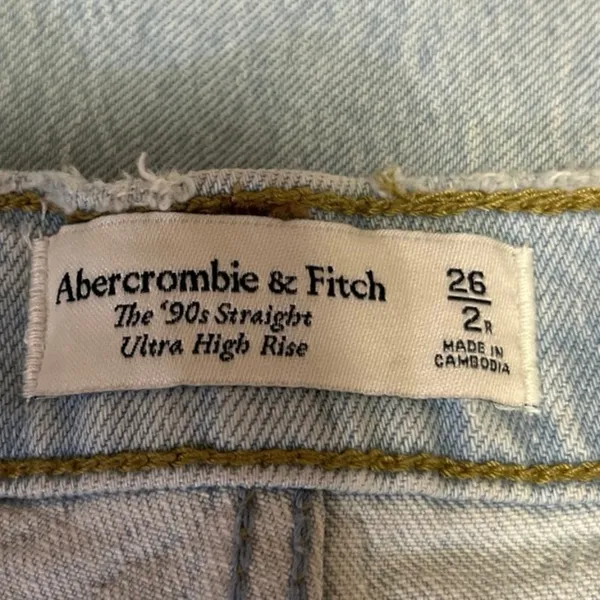 Abercrombie & Fitch The 90s Blue Denim Ultra High Rise Ripped Straight Jeans 2 - Image 4