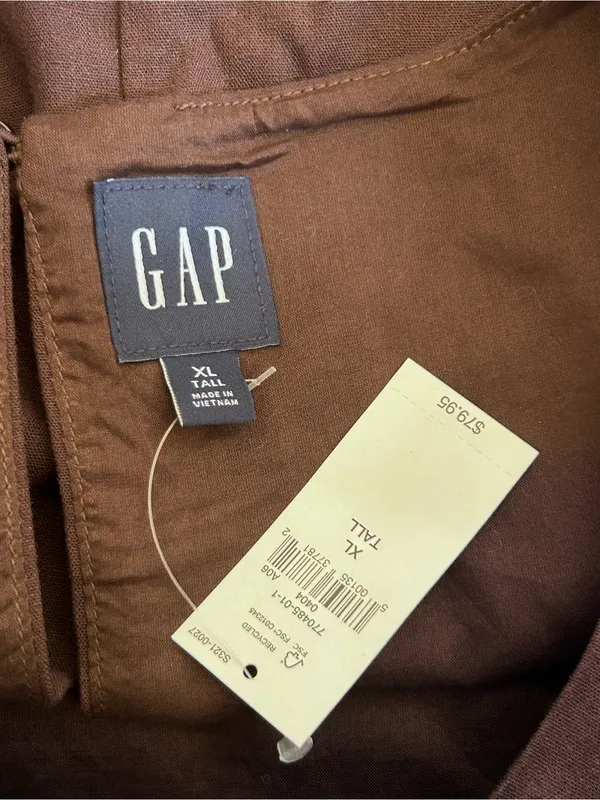 NWT Gap Brown Linen Blend Sleeveless Crewneck Knee Length Shift Dress XL Tall - Image 4