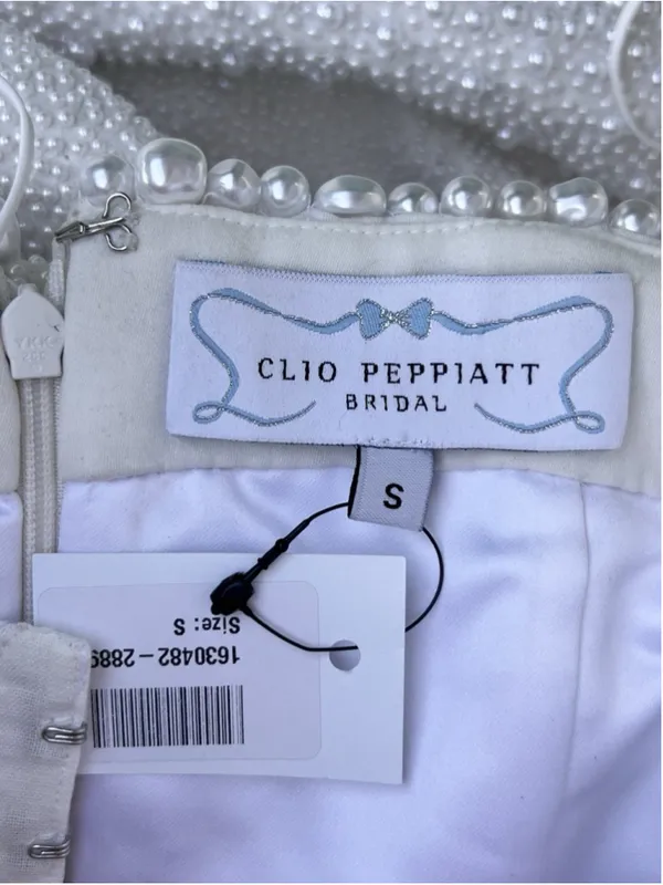 Clio Peppiatt Olympia Strapless Embellished Tulle Gown Ivory S Wedding Bridal - Image 11