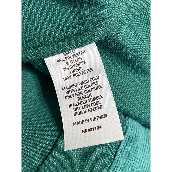 Crown & Ivy Women's Green Short Puff Sleeve Button Up Tiered Midi Dress Size M - Image 4