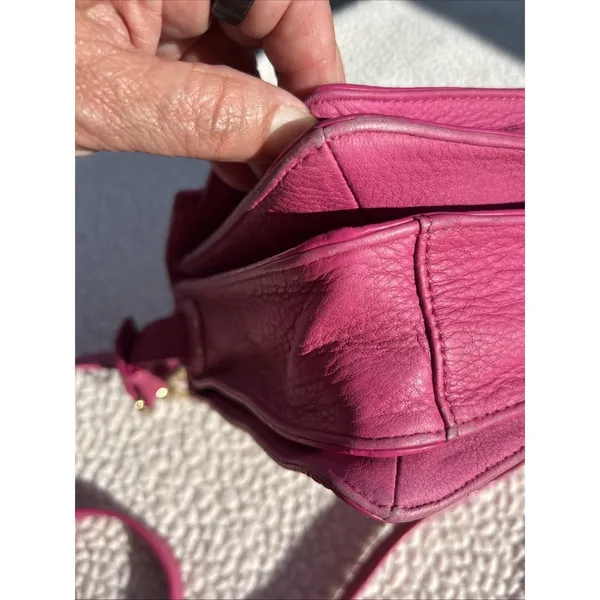 Vince Camuto Pink Pebbled Leather Crossbody Satchel Bag Gold Hardware Top Handle - Image 9