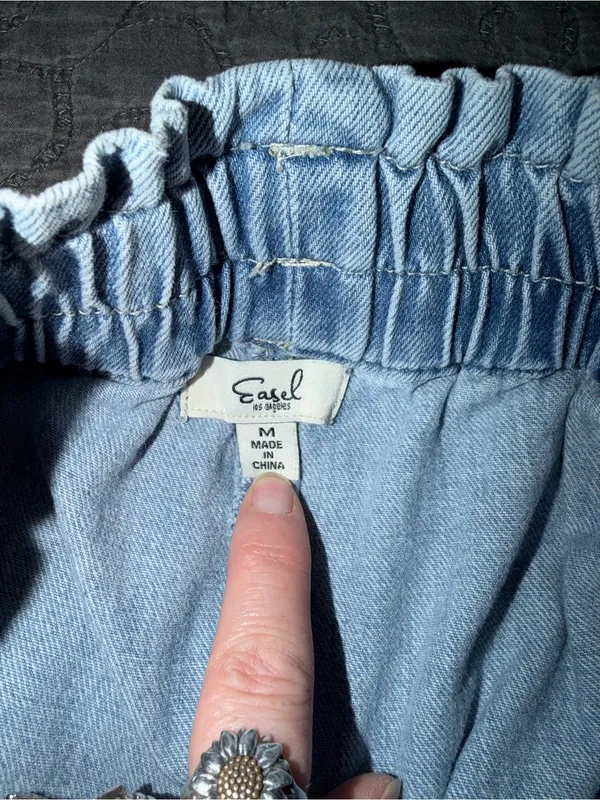 Easel Paperbag Distressed Jeans-Light Blue Women’s Size-M - Image 2