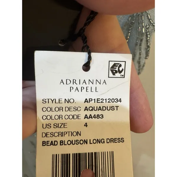Adrianna Papell Boat Neck Short Flutter Sleeve Beaded Blouson Long Dress Size‎ 4 - Image 7