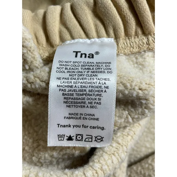 Aritzia TNA Cozy AF Tan Khaki Fleece High Rise Mini Lounge Sweat Shorts Size S - Image 5